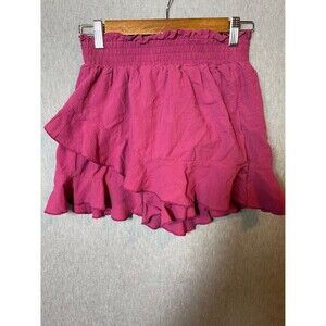 Little Honey Women's Fuchsia Smocked Ruffle Skirt Size S Small Elastic Waist